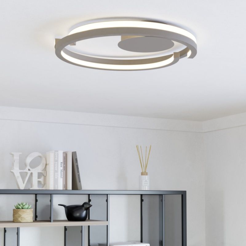 Lampă de tavan maro din plastic, Madhvi, 20W, LED reglabil de la alb cald la alb rece, con telecomando