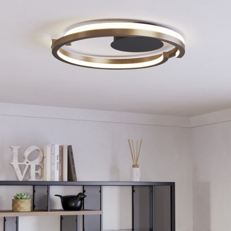Lampă de tavan cupru din plastic, Madhvi, 20W, LED reglabil de la alb cald la alb rece, con telecomando