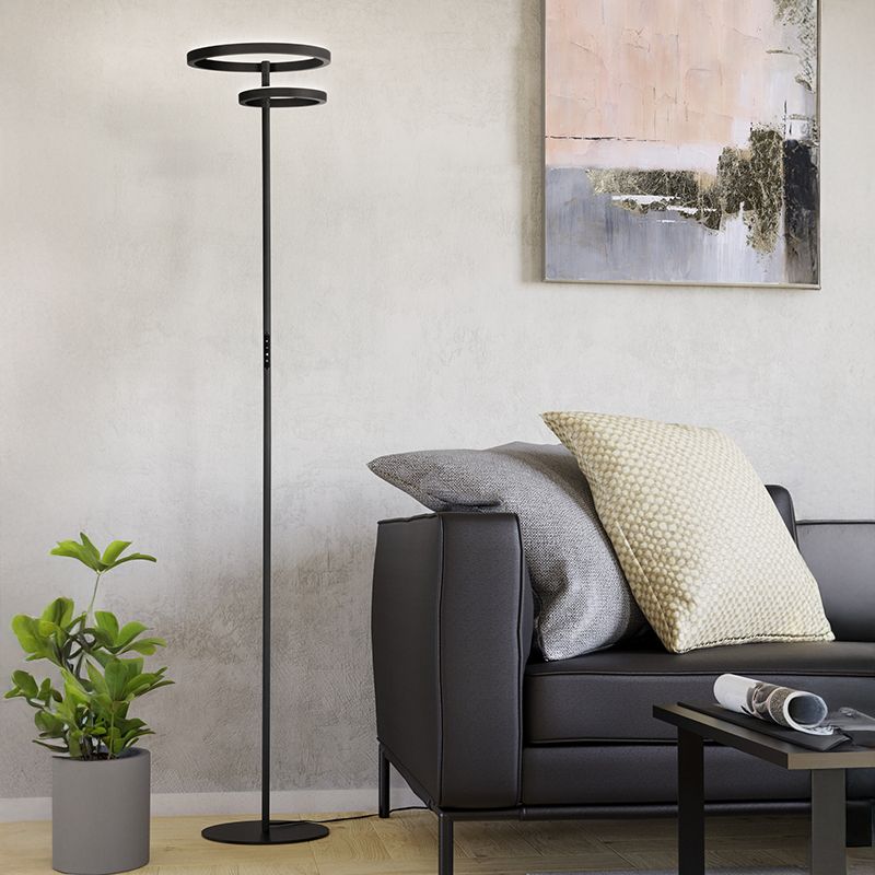 Lampadar negru din plastic, Corwin, 16W, LED reglabil de la alb cald la alb rece, cu întrerupător tactil