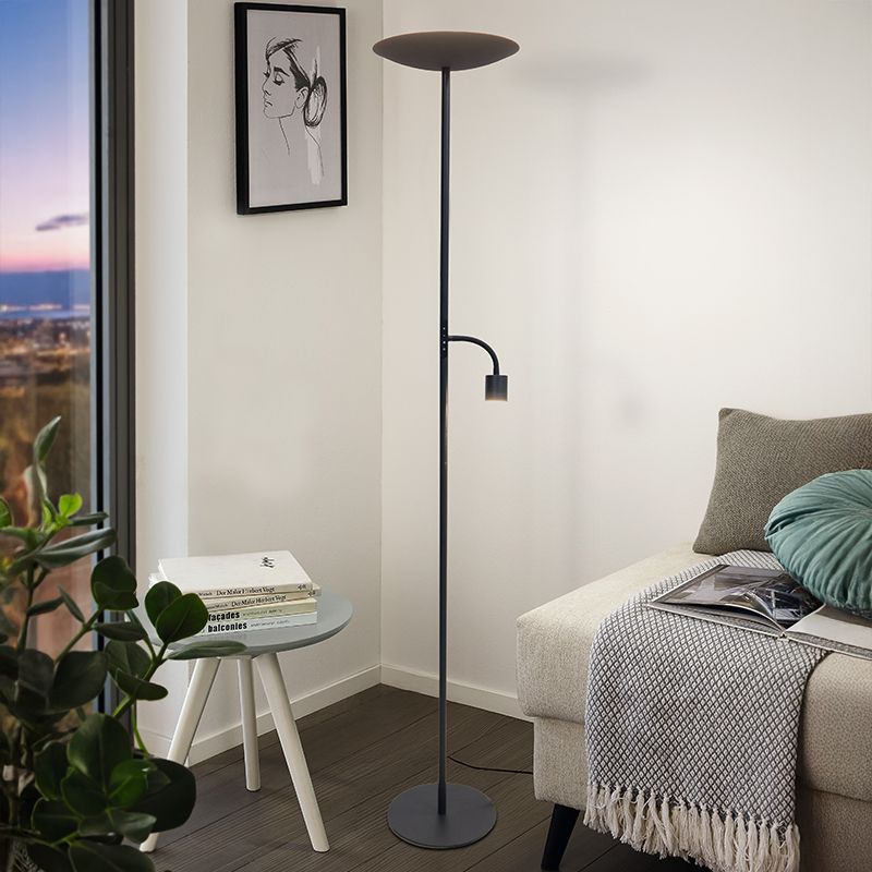 Lampadar negru din oțel, Crijn, 26,5W, LED 2700K, cu întrerupător tactil