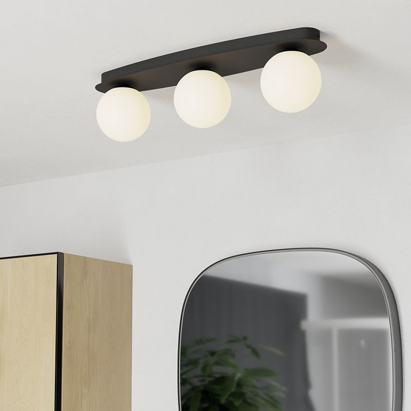 Plafonieră neagră din oțel, Cornee, 4,2W, LED 2700K, IP44