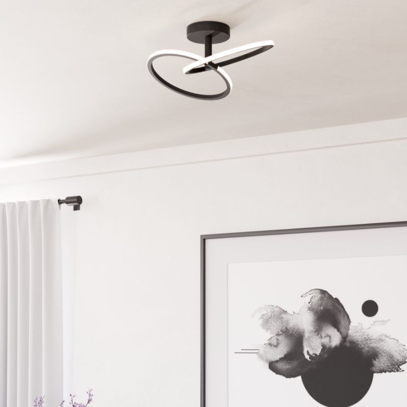 Plafonieră neagră din oțel, Minh, 12W, LED white switch
