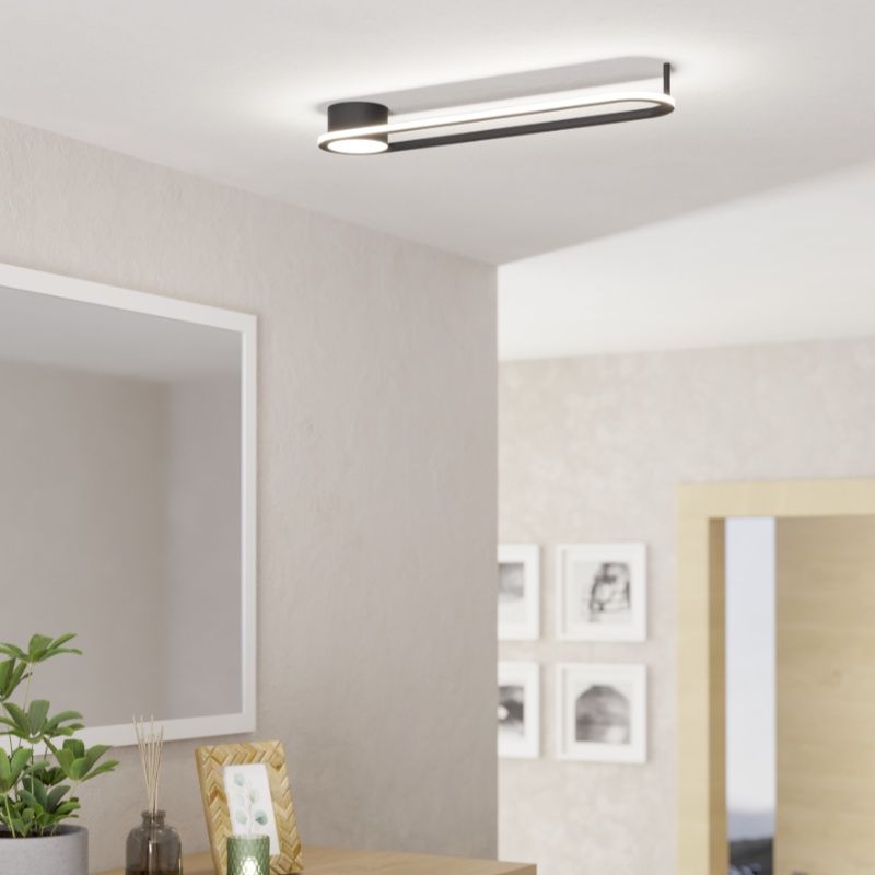 Plafonieră neagră din oțel, Constance, 24W, LED white switch