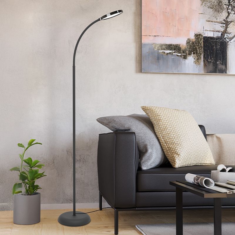 Lampadar negru din plastic, Querine, 5,5W, LED white switch, dimmabil în 3 trepte