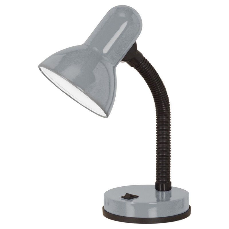 Lampă de birou argintie din plastic, Sten, con întrerupător Lampă de birou argintie din plastic, Sten, con întrerupător