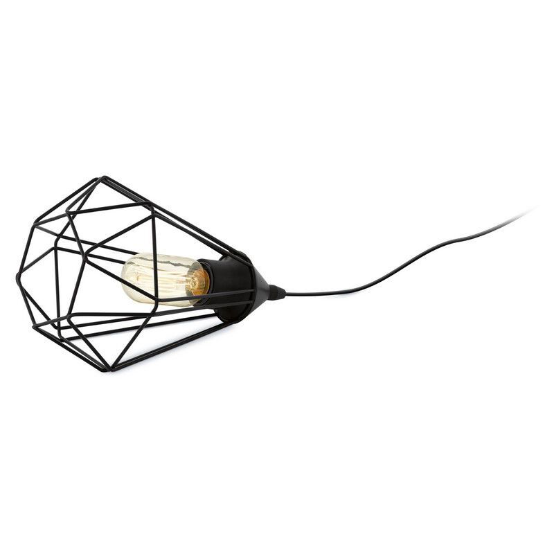 Lampă de masă neagră din metal, Costel, con întrerupător