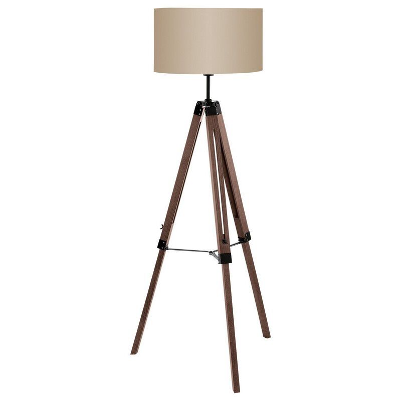 Lampadar trepied maro din lemn, Joana, con întrerupător