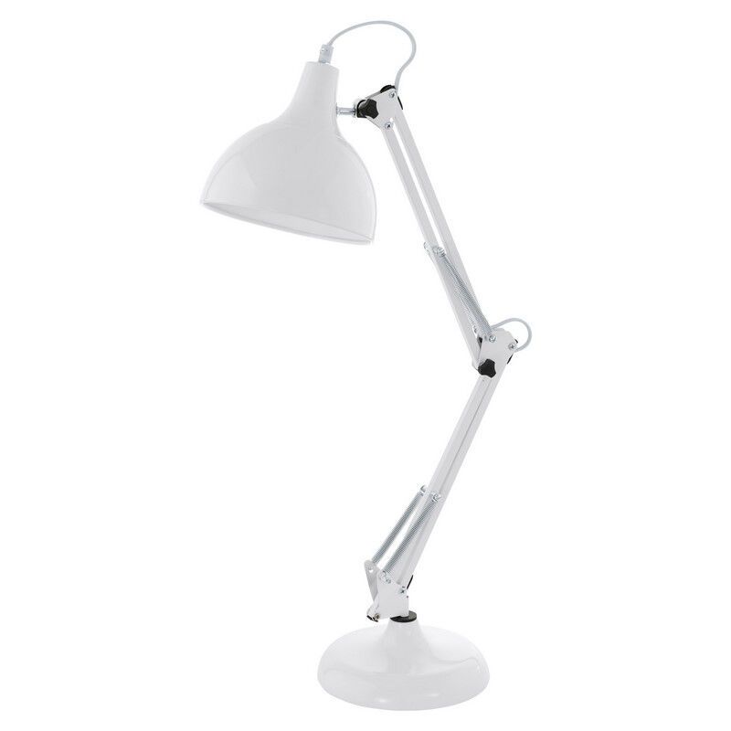 Lampă de birou albă din metal, Josha, con întrerupător