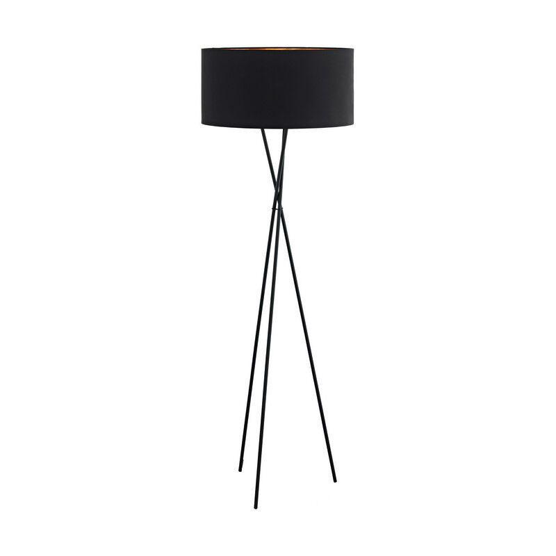 Lampadar trepied negru din textil, Anuschka, con întrerupător Lampadar trepied negru din textil, Anuschka, con întrerupător