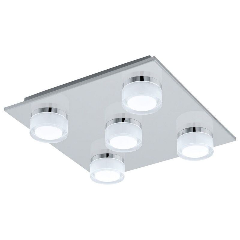 Plafonieră crom din plastic, Busra, 7W, LED 3000K, IP44 Plafonieră crom din plastic, Busra, 7W, LED 3000K, IP44