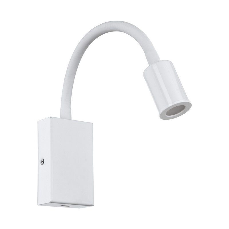 Aplică de perete albă din plastic, Cafer, 4W, LED 3000K, con întrerupător