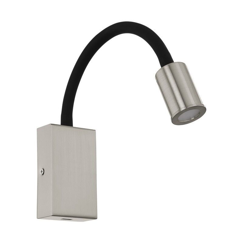 Aplică de perete nichel din plastic, Cafer, 4W, LED 3000K, con întrerupător