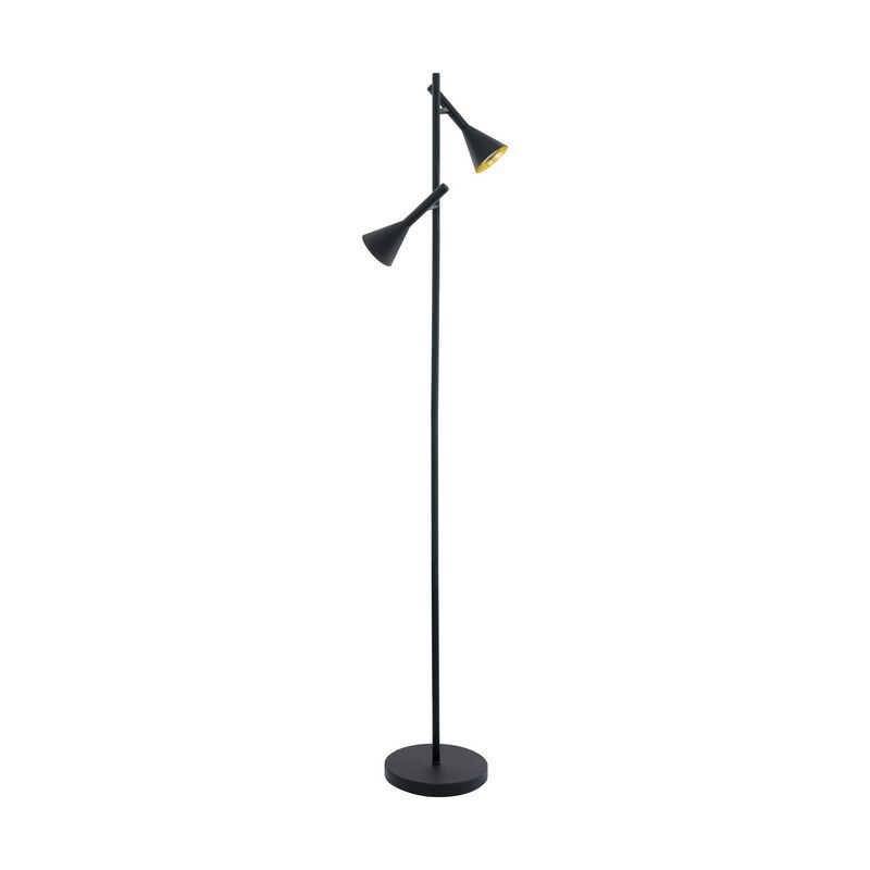Lampadar negru din oțel, Marielle, con întrerupător