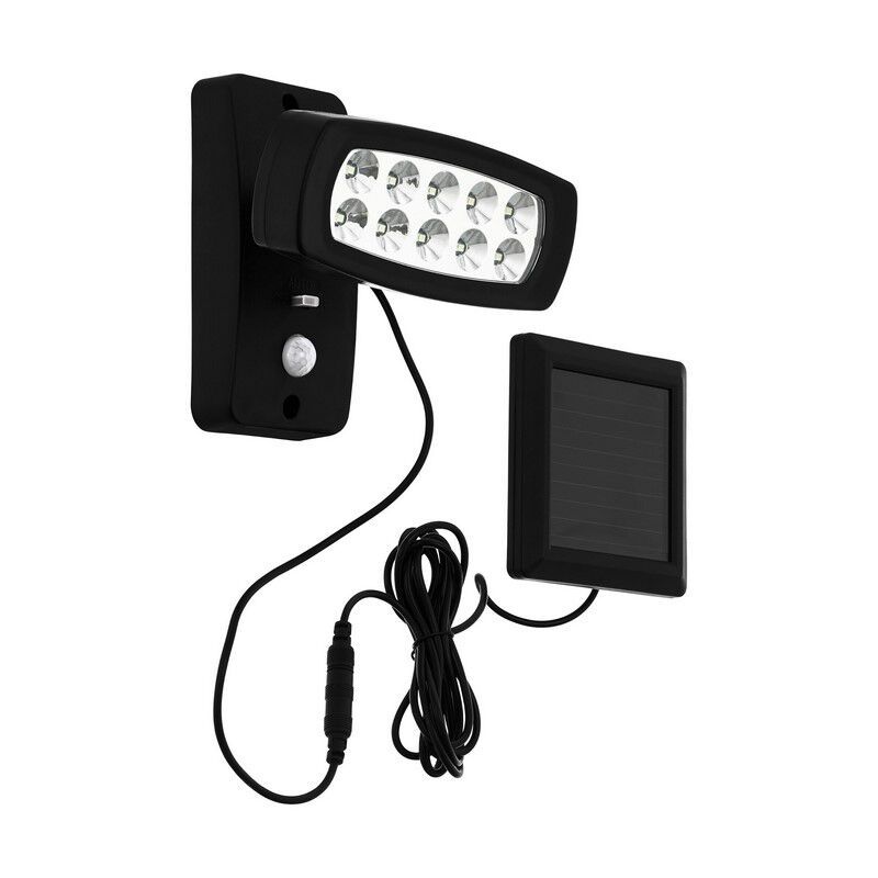 Aplică solară exterior neagră din plastic, Fuat, 2W, LED 3000K, IP44