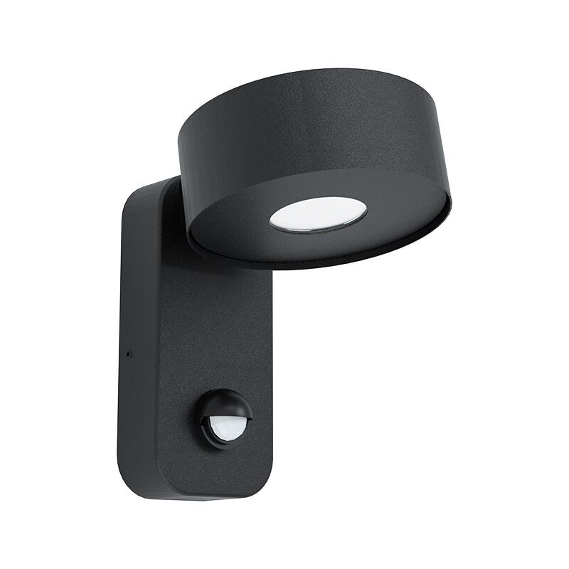 Aplică exterior cu senzor de mișcare neagră din oțel, Liliana, 6W, LED 3000K, IP44