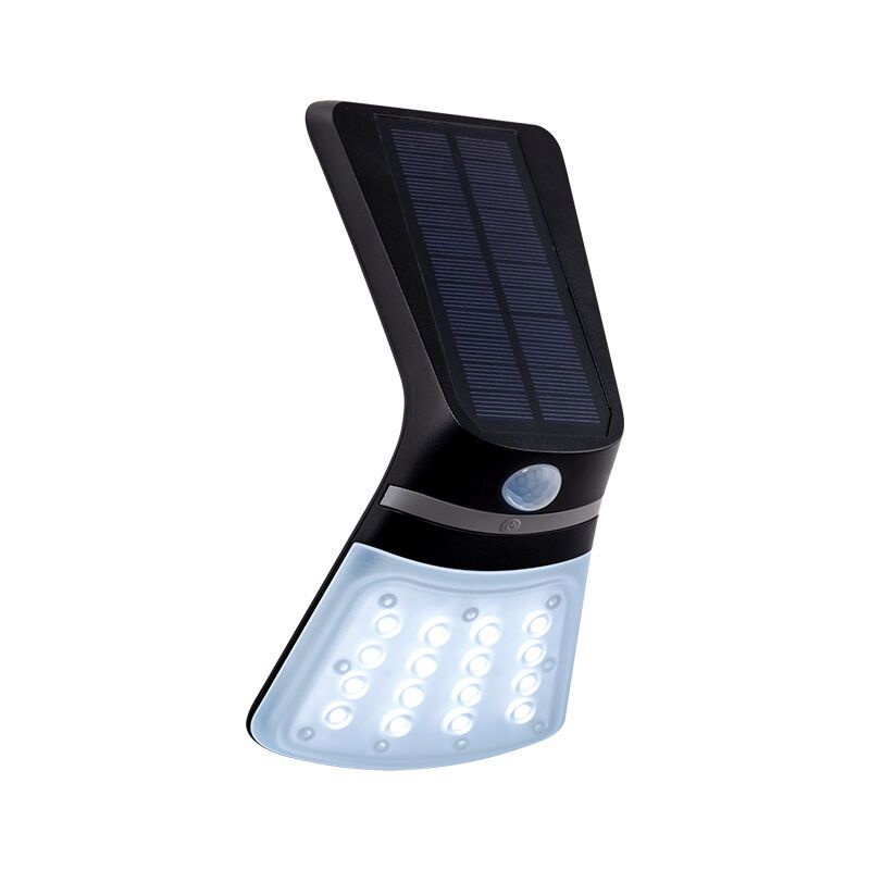 Aplică exterior cu senzor de mișcare neagră din plastic, Lydie, 2W, LED reglabil de la alb cald la alb rece, IP44