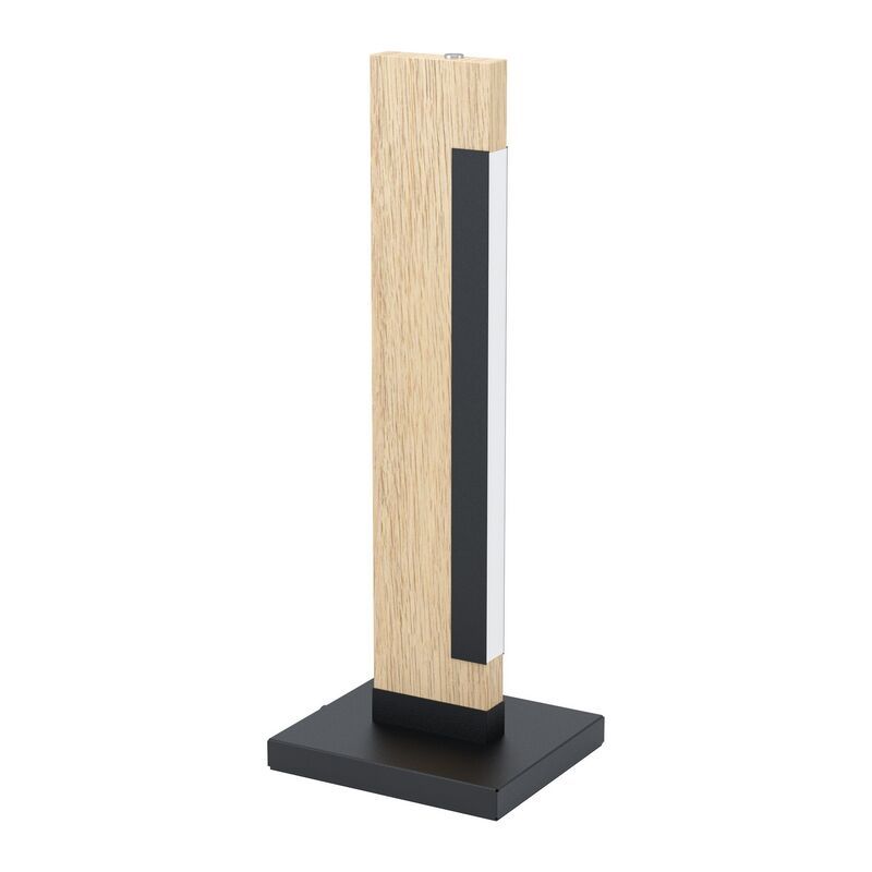 Lampă de masă neagră din lemn, Ludovica, 6W, LED 3000K, con întrerupător