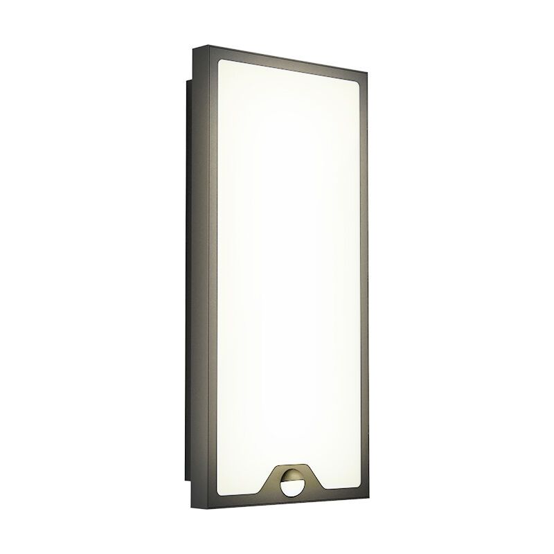 Aplică exterior cu senzor de mișcare neagră din oțel, Lydian, 16W, LED 3000K, IP44