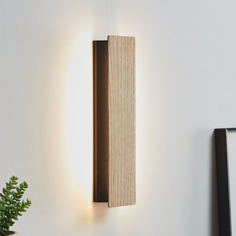 Aplică de perete neagră din lemn, Zion, 12W, LED 3000K