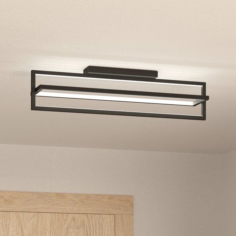 Plafonieră neagră din aluminiu, Lianne, 34W, LED reglabil de la alb cald la alb rece, dimmabil în 3 trepte