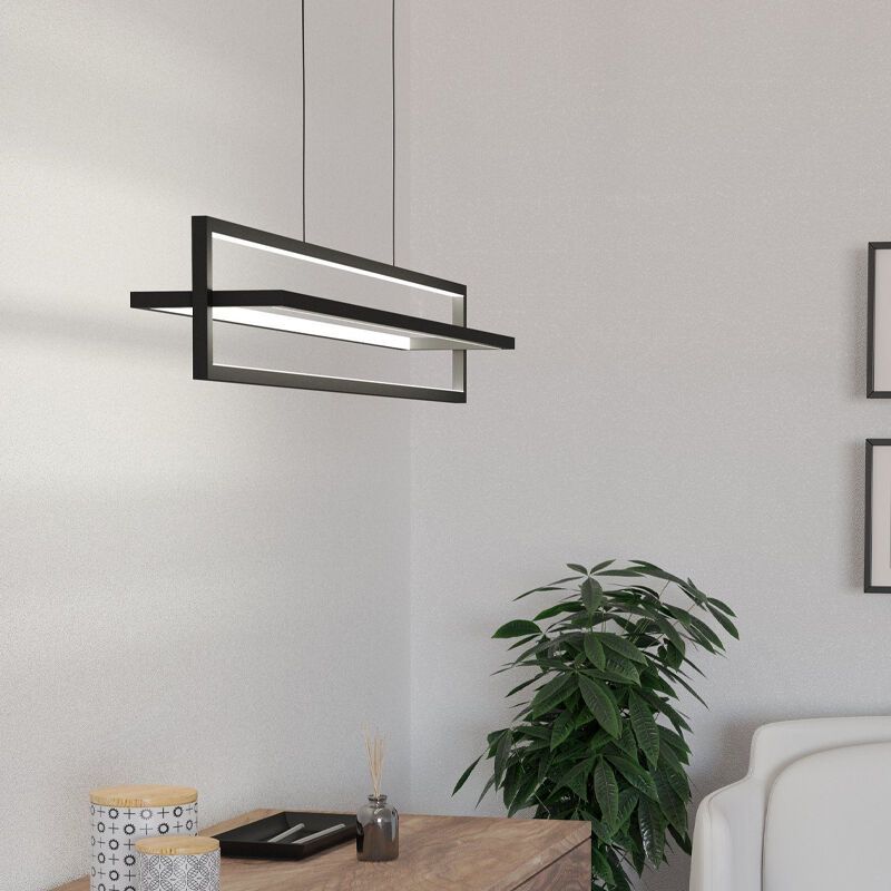 Lustră neagră din aluminiu, Lianne, 34W, LED reglabil de la alb cald la alb rece, dimmabil în 3 trepte