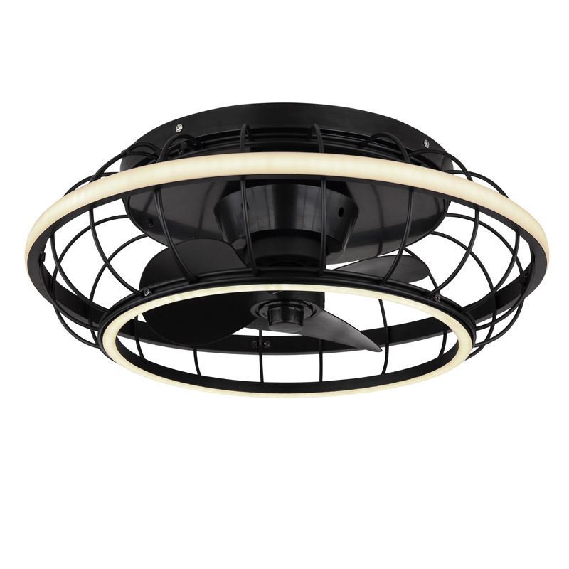 Ventilator de tavan industrial negru, metal, Jorne, 30W, LED reglabil alb cald-rece, cu telecomandă