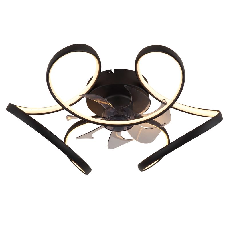 Ventilator de tavan cu design negru din plastic, Joske, 40W, LED reglabil alb cald-rece, cu telecomandă