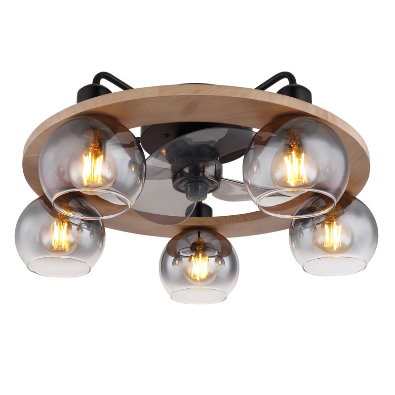 Ventilator de tavan rustic din lemn, Jouke, cu telecomandă