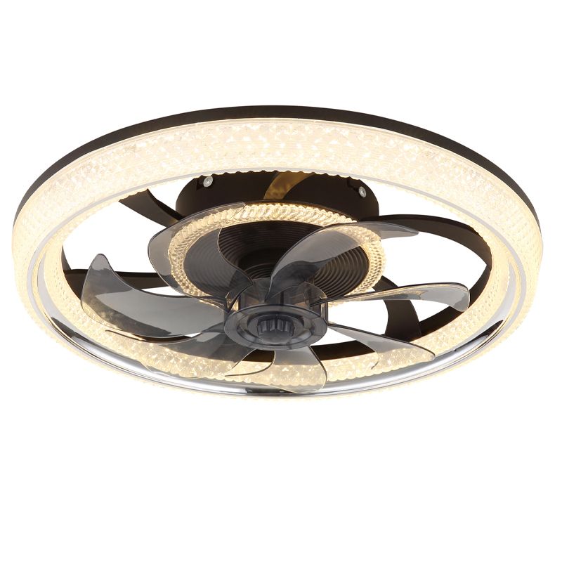 Ventilator de tavan din acril, design negru, Kaleb, 30W, LED reglabil alb cald-rece, cu telecomandă
