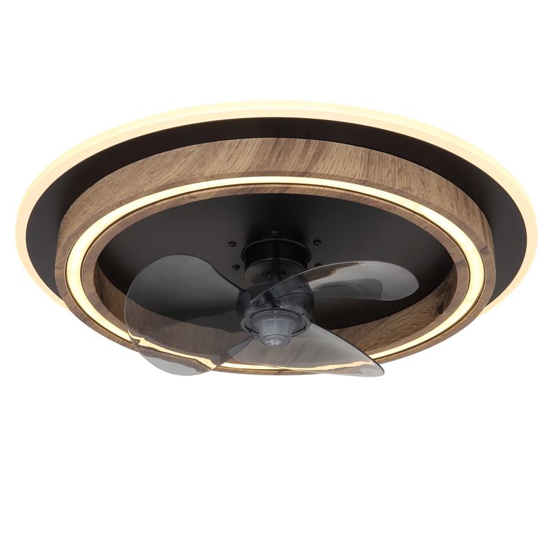 Ventilator de tavan modern maro, plastic, Lamine, 32W, LED reglabil alb cald-rece, cu telecomandă