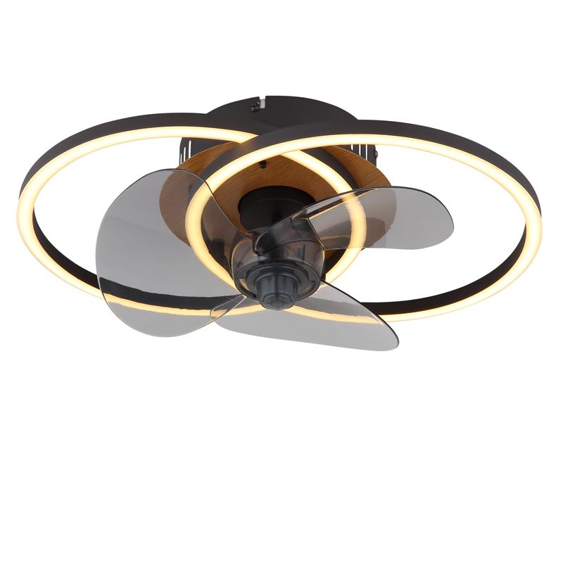Ventilator de tavan metalic cu design negru, Leif, 24W, LED reglabil alb cald spre rece, cu telecomandă