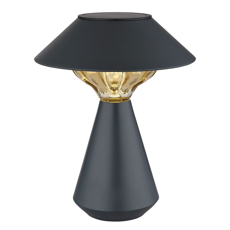 Lampă de masă exterior solară neagră din plastic, Nasr, 0,1W, LED 3000K, IP44, con întrerupător