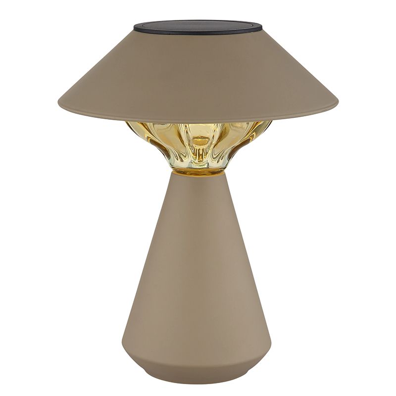 Lampă de masă exterior solară maro din plastic, Nasr, 0,1W, LED 3000K, IP44, con întrerupător