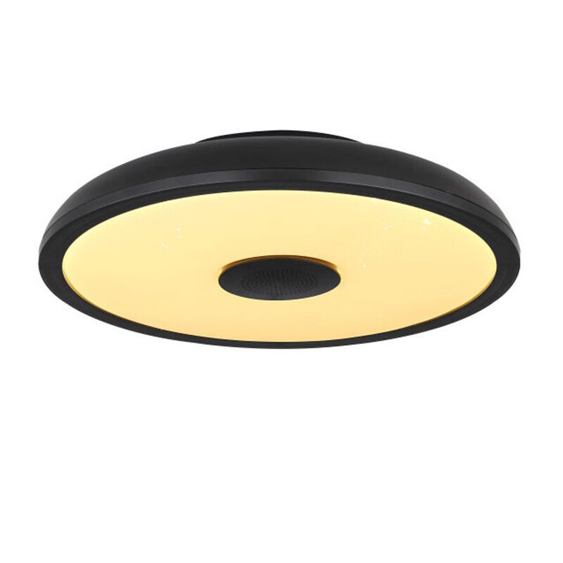 Lampă de tavan neagră din plastic, Musica, 18W, LED RGBW, IP44, con telecomando