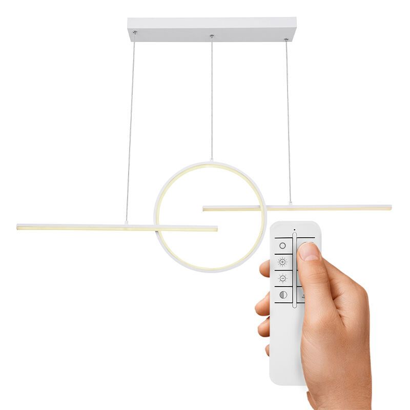 Lustră albă din metal, Wieger, 50W, LED reglabil de la alb cald la alb rece, con telecomando