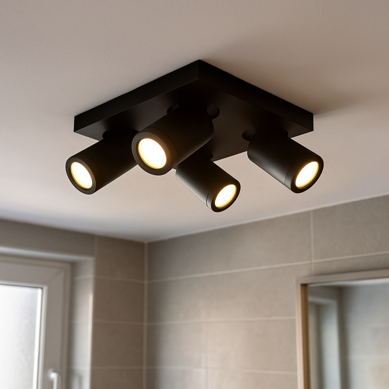 Spot LED de tavan negru modern, Kenan, IP44