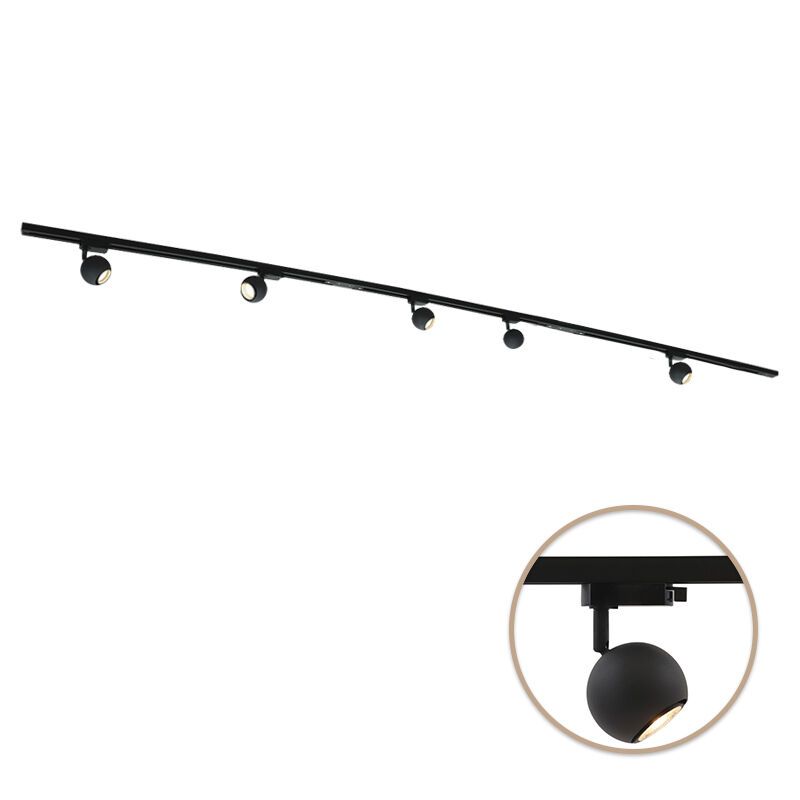 Sistem de iluminat pe șină monofazic din metal negru, Alco