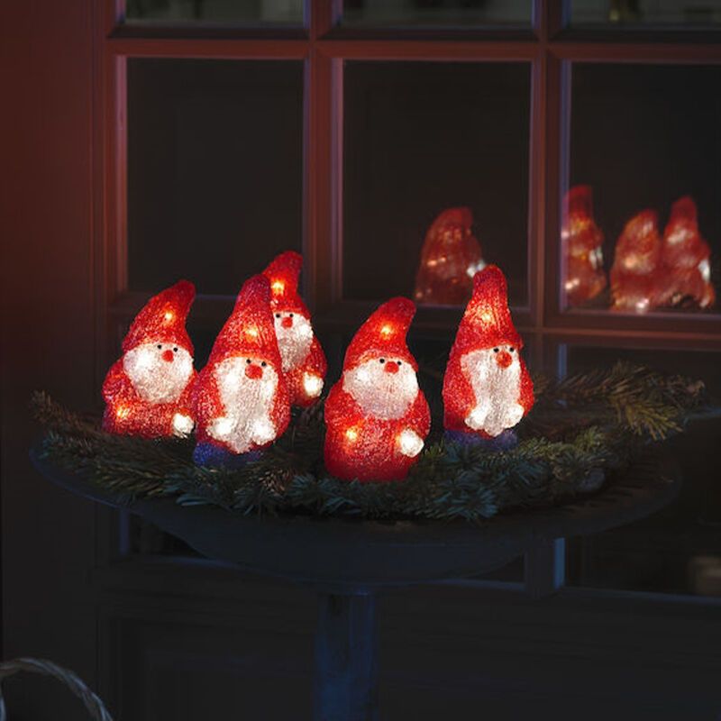 Figurină 3D de Crăciun roșie din acril, Kerstmannen, 2W, LED 4000K, IP44