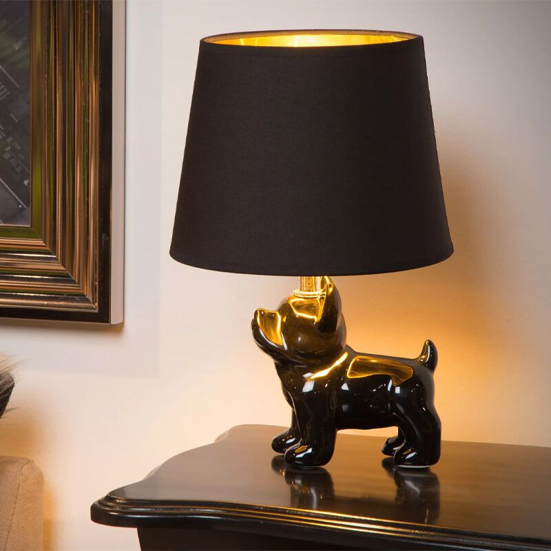 Lampă de masă retro neagră, Extravaganza Sir Winston, con întrerupător