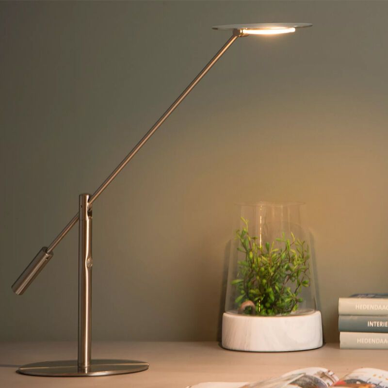 Lampă de birou modernă crom, Anselmo, 9W, LED 3000K, cu întrerupător tactil Lampă de birou modernă crom, Anselmo, 9W, LED 3000K, cu întrerupător tactil
