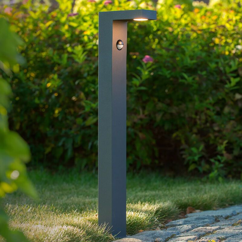 Stâlp iluminat cu senzor de mișcare modern antracit, Texas, 6W, LED 3000K, IP54
