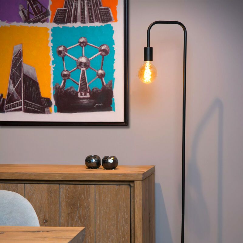 Lampadar modern negru, Lorin, con întrerupător