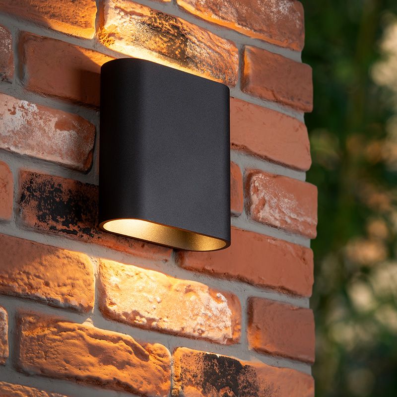 Aplică de perete up down modernă neagră, Atila, 5W, LED 2700K, IP54