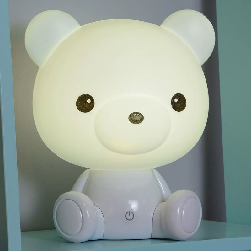 Lampă de masă copii albă din plastic, Dodo, 3W, LED 3000K, cu întrerupător tactil