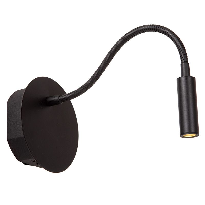 Lampă pat modernă neagră, Jolijn, 2W, LED 3000K, con întrerupător