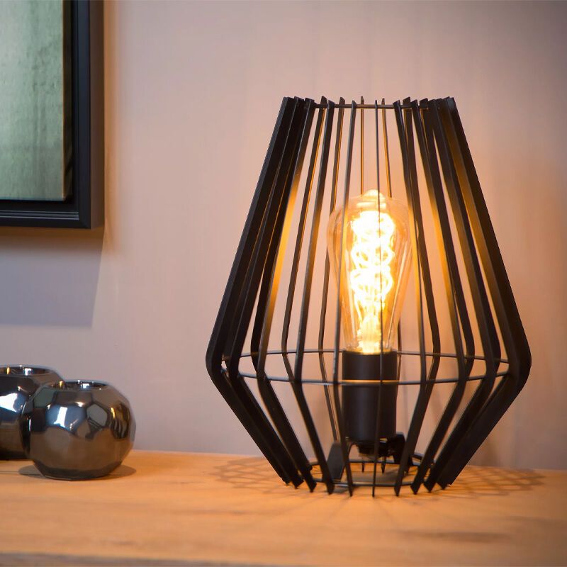 Lampă de masă modernă neagră, Reda, con întrerupător