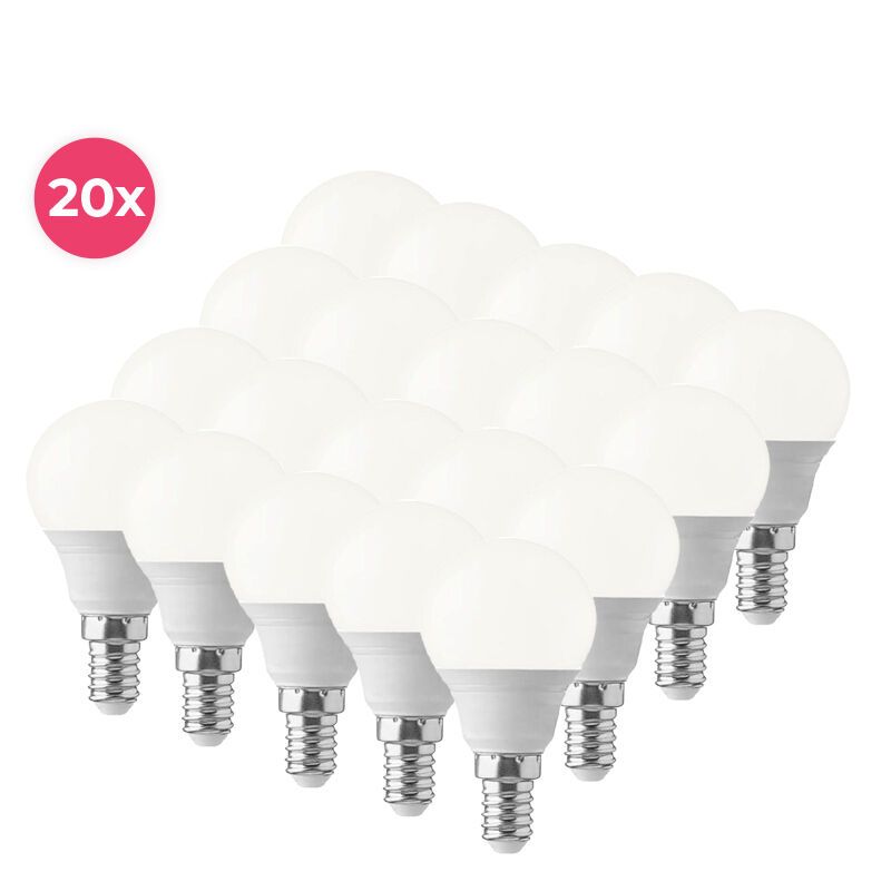 Bec sferic LED Lasco E14, alb cald, 5,5 W, pachet de 20