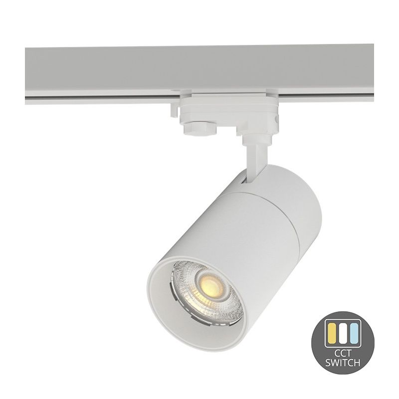 Spot de șină trifazat alb Rozina, 10W, întrerupător alb, reglabil, Pro