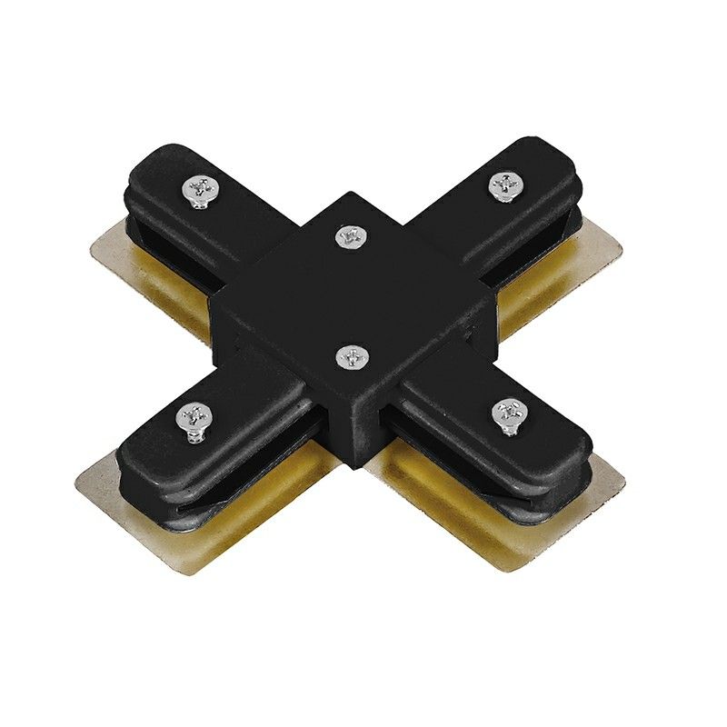 Conector în formă de X pentru iluminat pe șină monofazat, negru