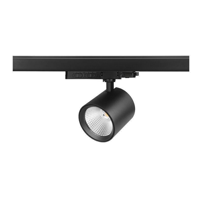 Spot negru trifazat cu sistem de șină din aluminiu, Jeska, 10W/20W/30W, LED alb cu întrerupător